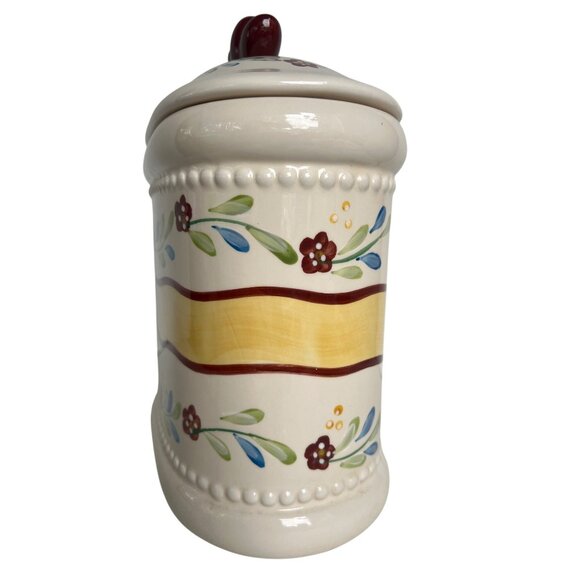 Nonni's Handmade Biscotti Cookie  Jar Canister Floral Vines Minalmalist Design - Picture 4 of 11